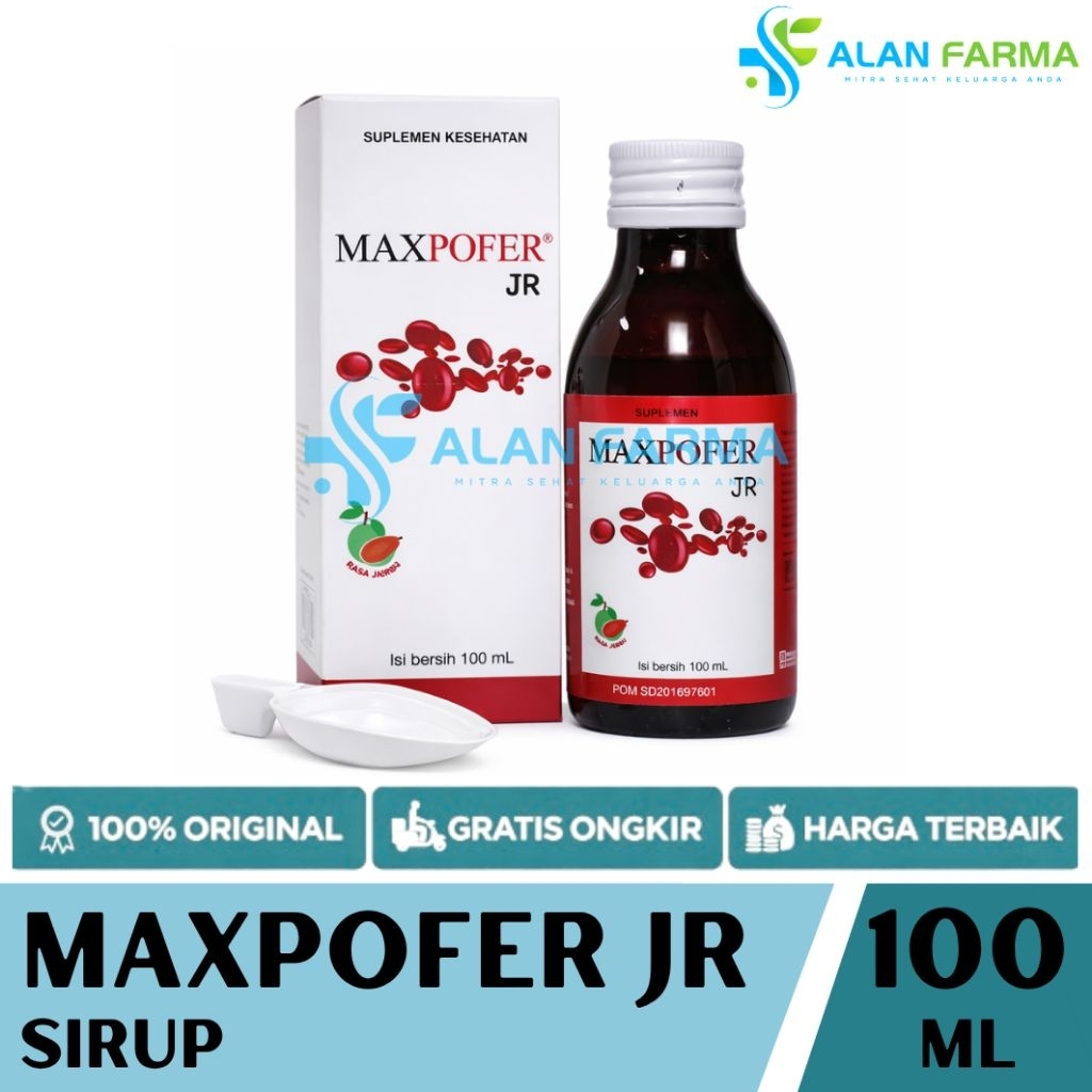 Jual Maxpofer Jr Sirup | Maxpofer Sirup 100 mL | Suplemen Zat Besi Anak ...