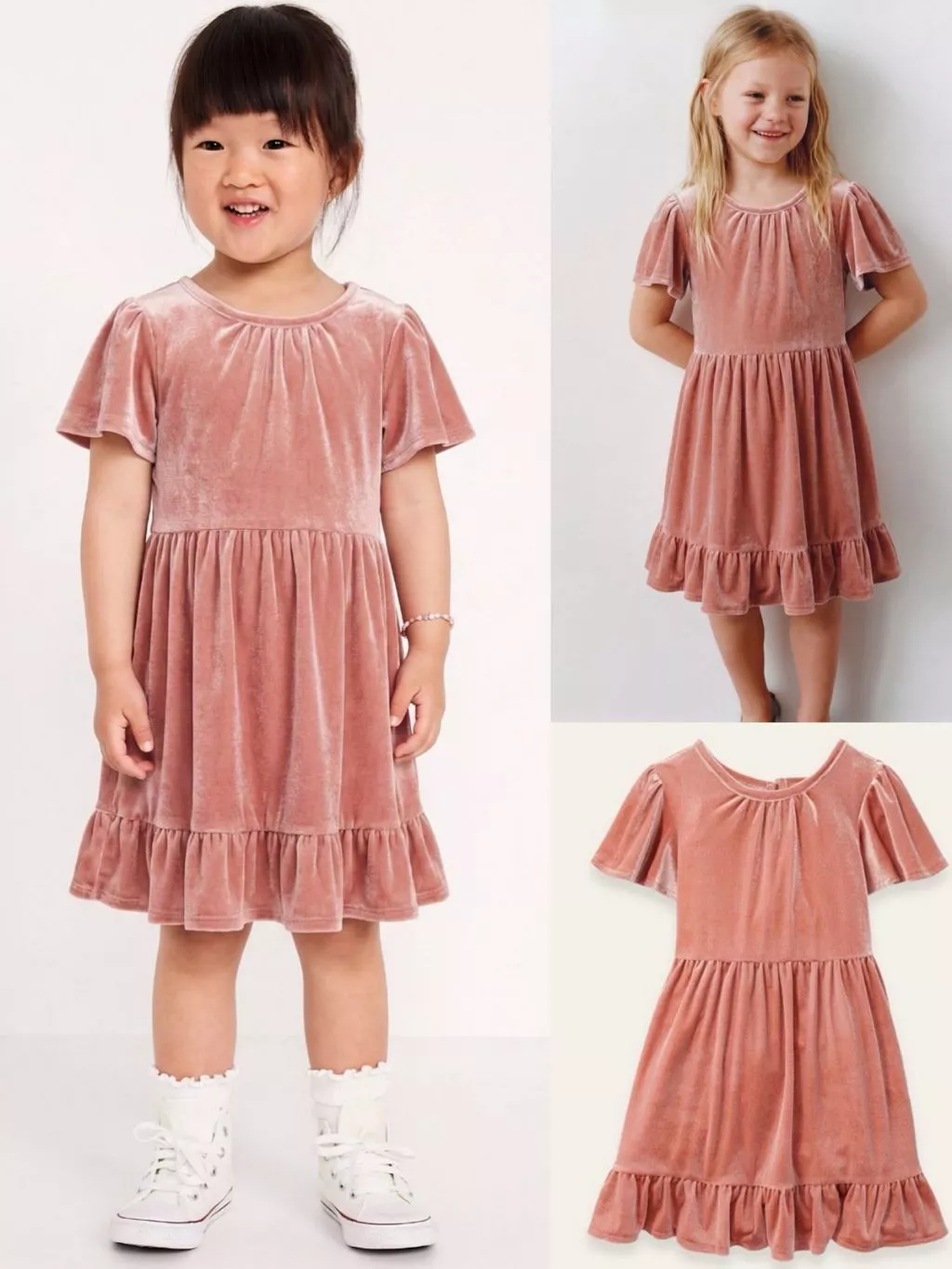 Dress Anak Bahan Velvet OLN Girl Fit & Flare Velvet Dress - 2384