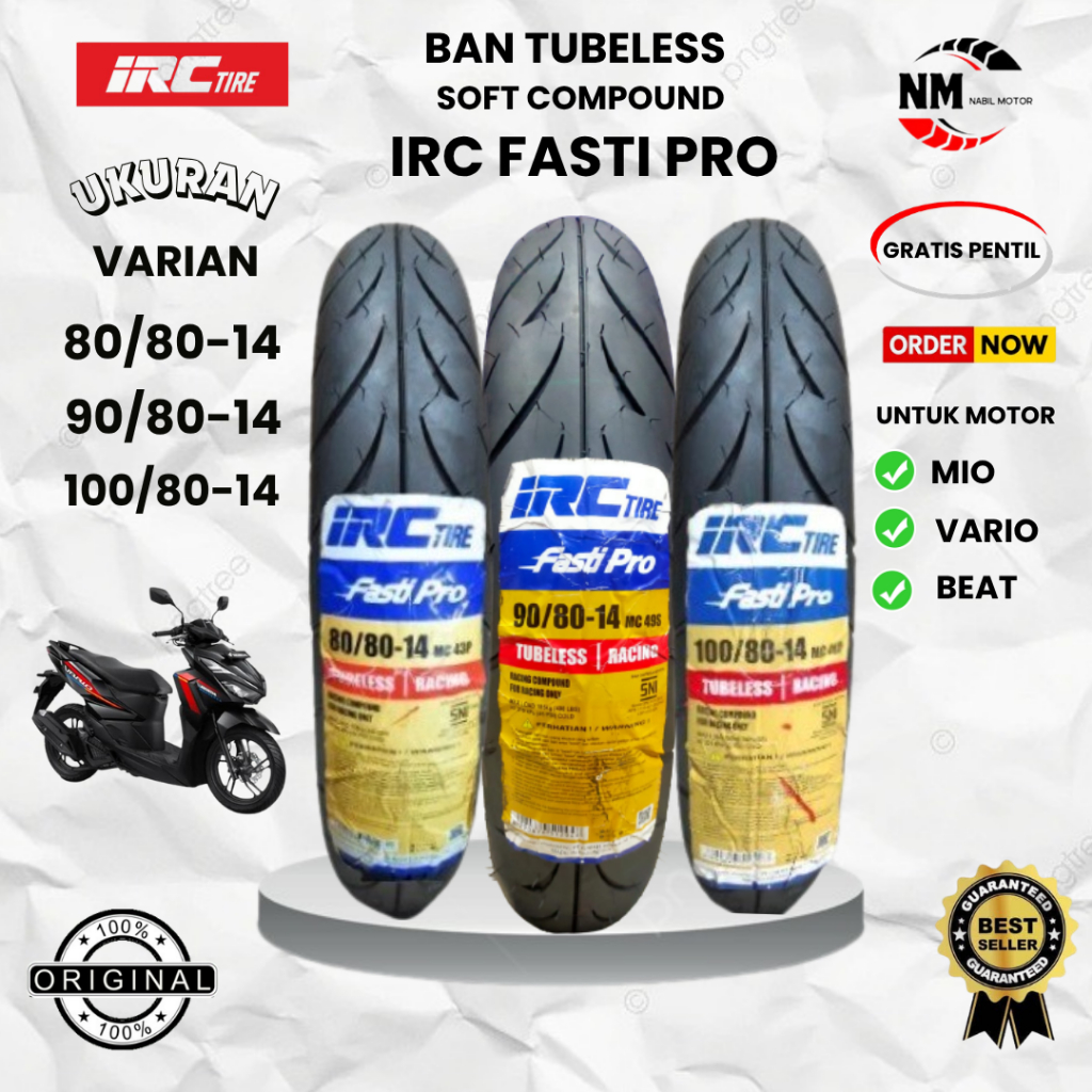 Jual IRC FASTI PRO 80/80-14, 90/80-14, 90/80-17 TL RACE COMPOUND BAN ...