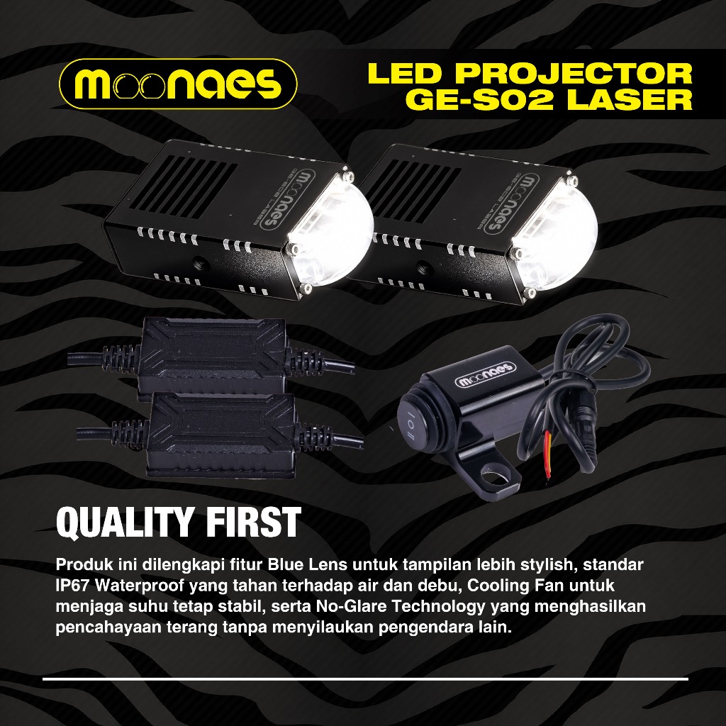 Jual MOONAES LED PROJECTOR GE-SO2 LASER 25 WATT/LAMPU 9-24V DC LOW BEAM ...
