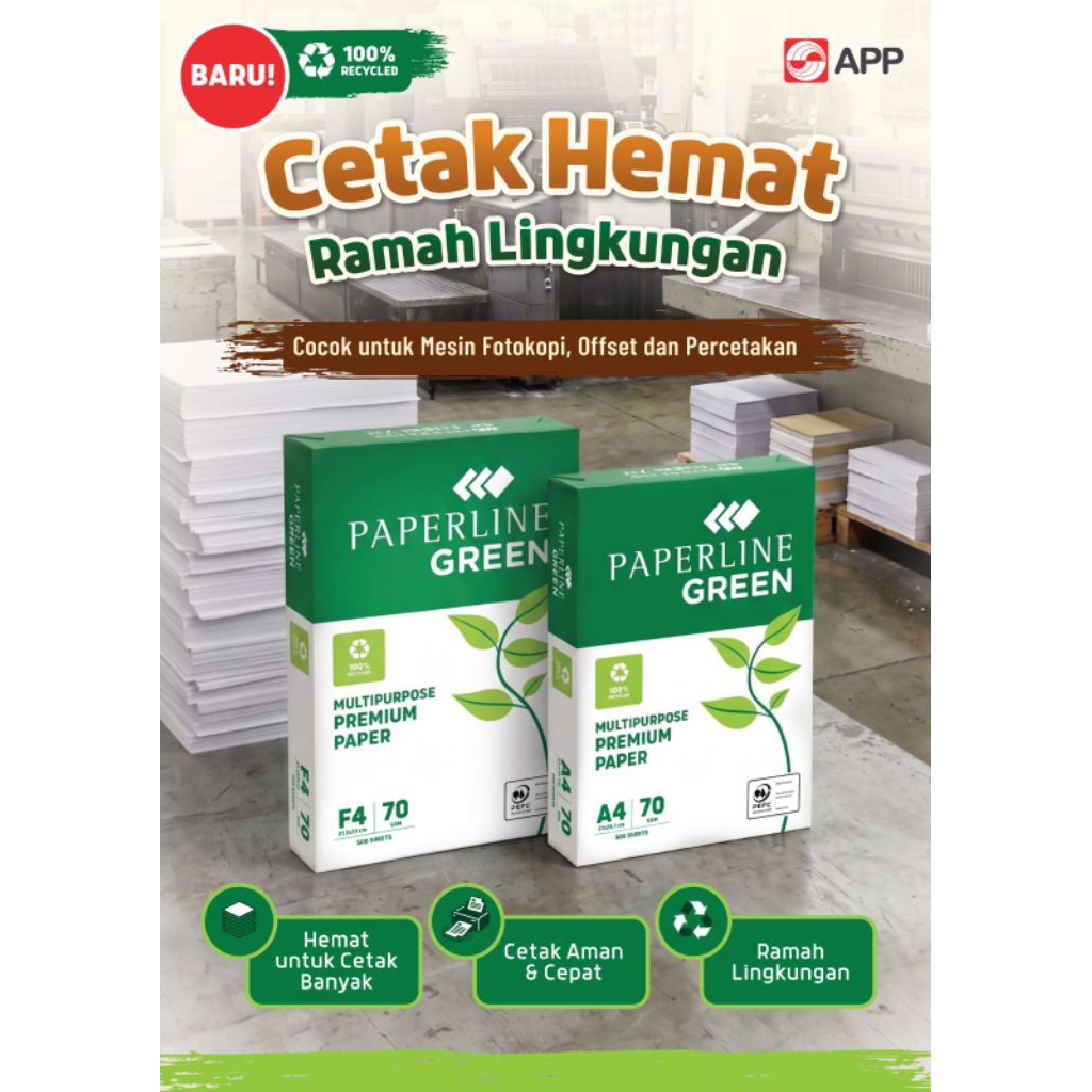 Jual kertas hvs paperline green 70 A4/rim | Shopee Indonesia