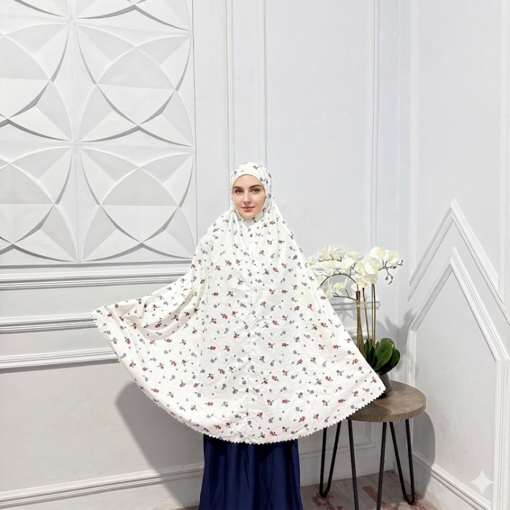 Mukena Dewasa Katun 2in1 Traveling Pouch Motif Mewah Azura Series Mukena Dewasa Microtex 2in1 Motif
