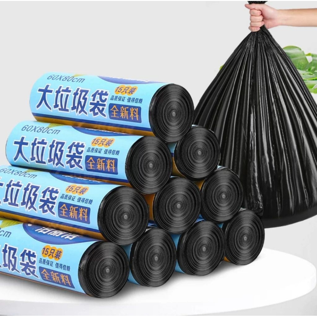 Kantong Plastik Sampah Extra Tebal 60x80cm ( 1 Roll Isi 15pcs ) - foto 2