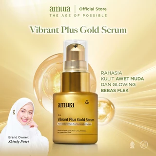 Amura Vibrant Plus Gold Serum 20ml | Serum Mencerahkan Wajah Menyamarkan Flek Hitam Kerutan Garis Halus