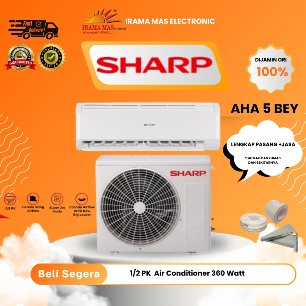 Jual AC Sharp AH-A 05BEY | 1/2 PK + LENGKAP PASANG | Shopee Indonesia