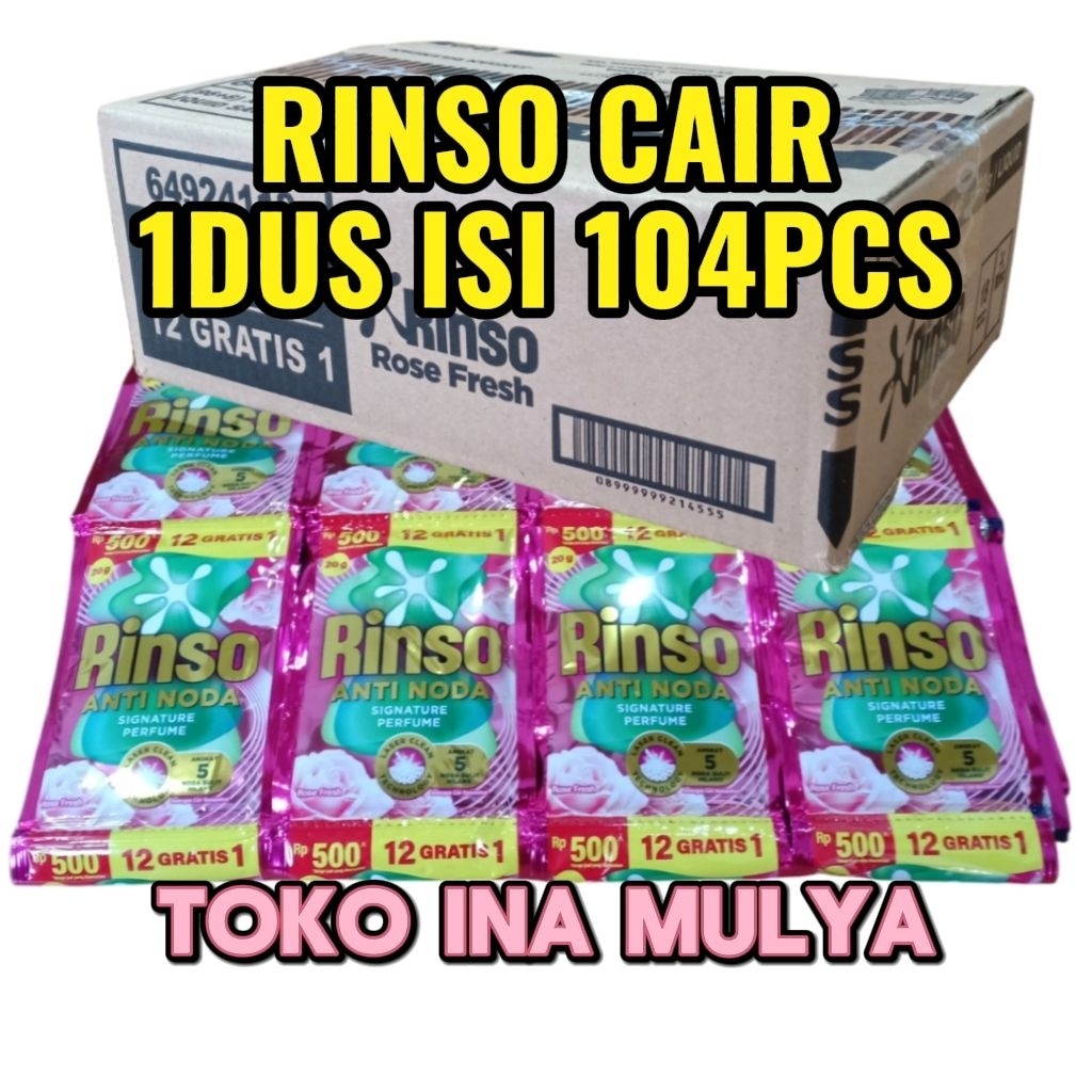 Jual Rinso liquid Sachet 1Dus isi 104 Rinso Cair Sachet 20ml - Anti ...