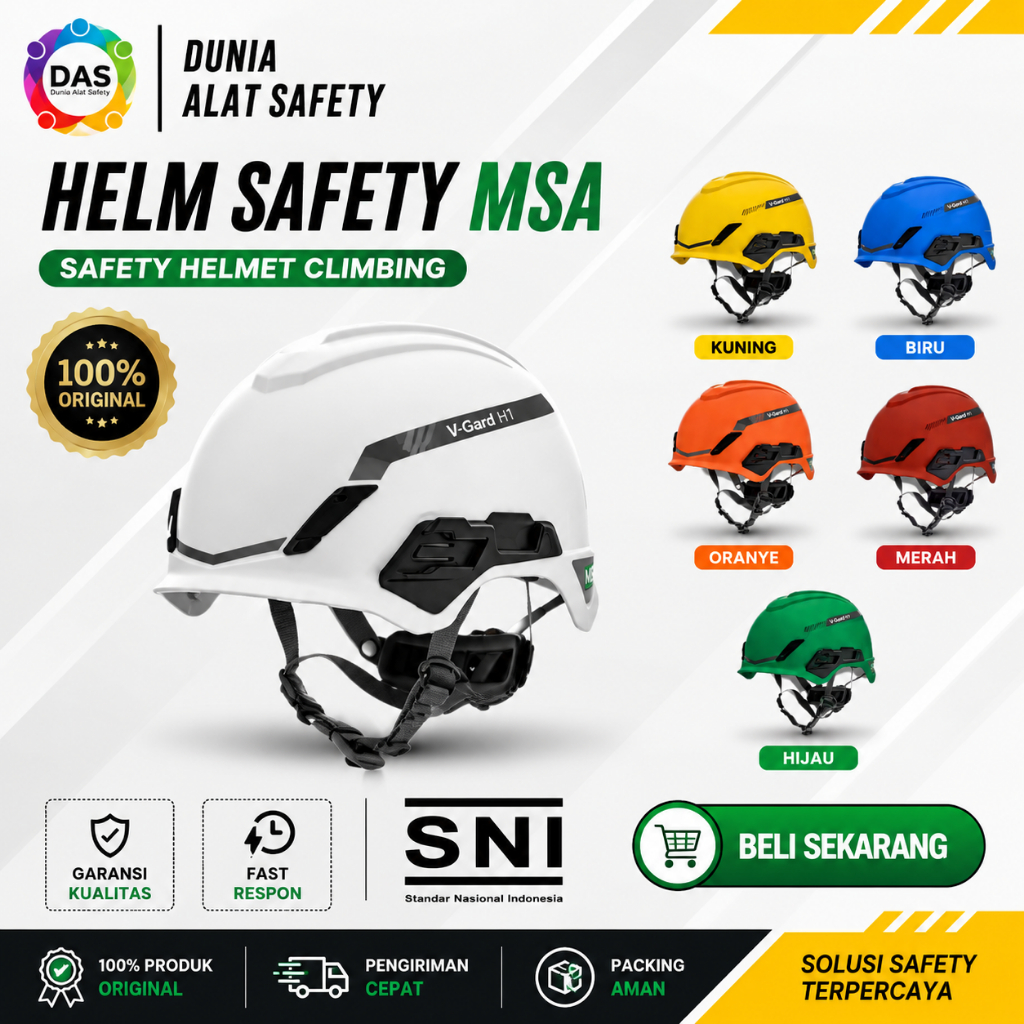Jual Helm MSA V-Gard H1 Climbing Safety Helmet SNI - Helm Kerja Rope ...