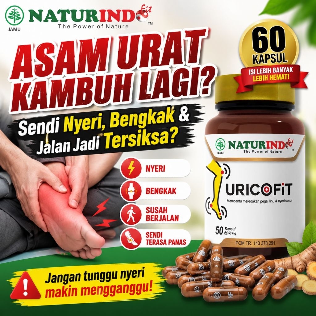 URICOFIT - NATURINDO Obat Herbal Asam Urat Nyeri Sendi Bengkak Meluruhkan Purin Paling Ampuh