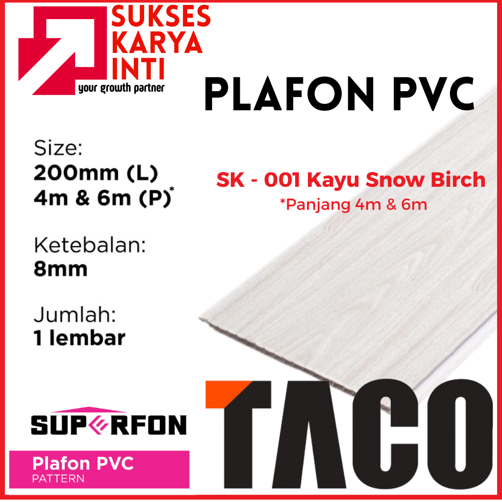 Jual Superfon Plafon PVC Putih Polos Glossy Tebal 8mm Panjang 4m- SP ...