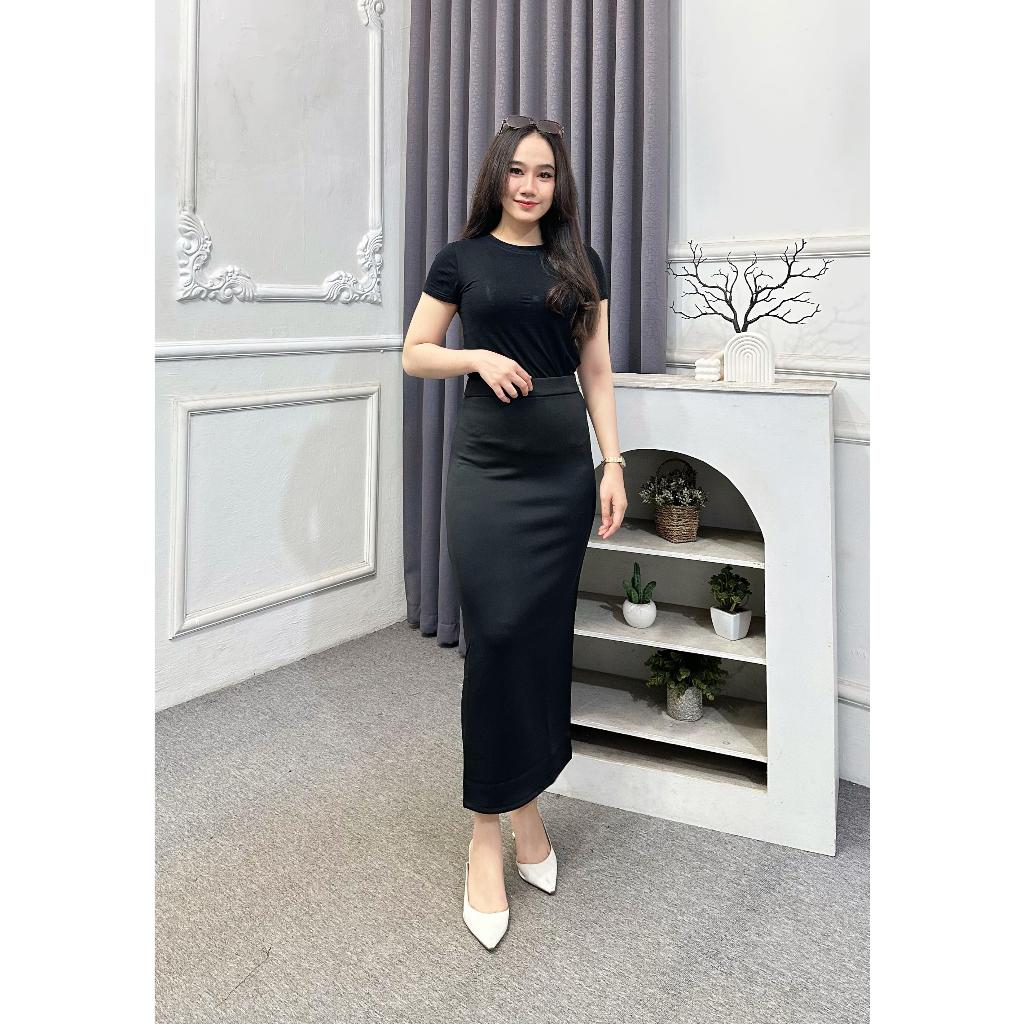 Jual Rok Span Panjang Wanita Bahan Scuba Stretch Tebal Korean style ...