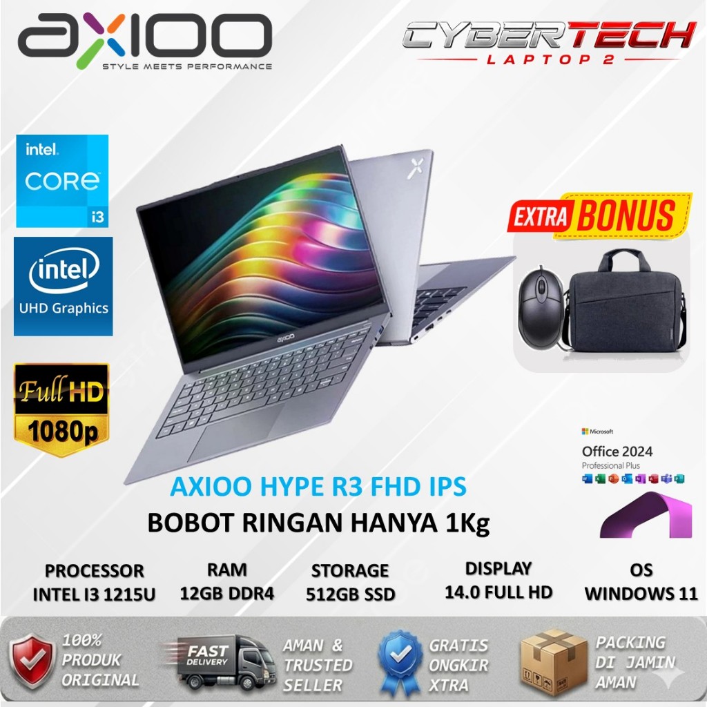 Jual Laptop Slim Axioo Hype R3 Intel I3 1215U Ram 12GB DDR5 512GB SSD ...