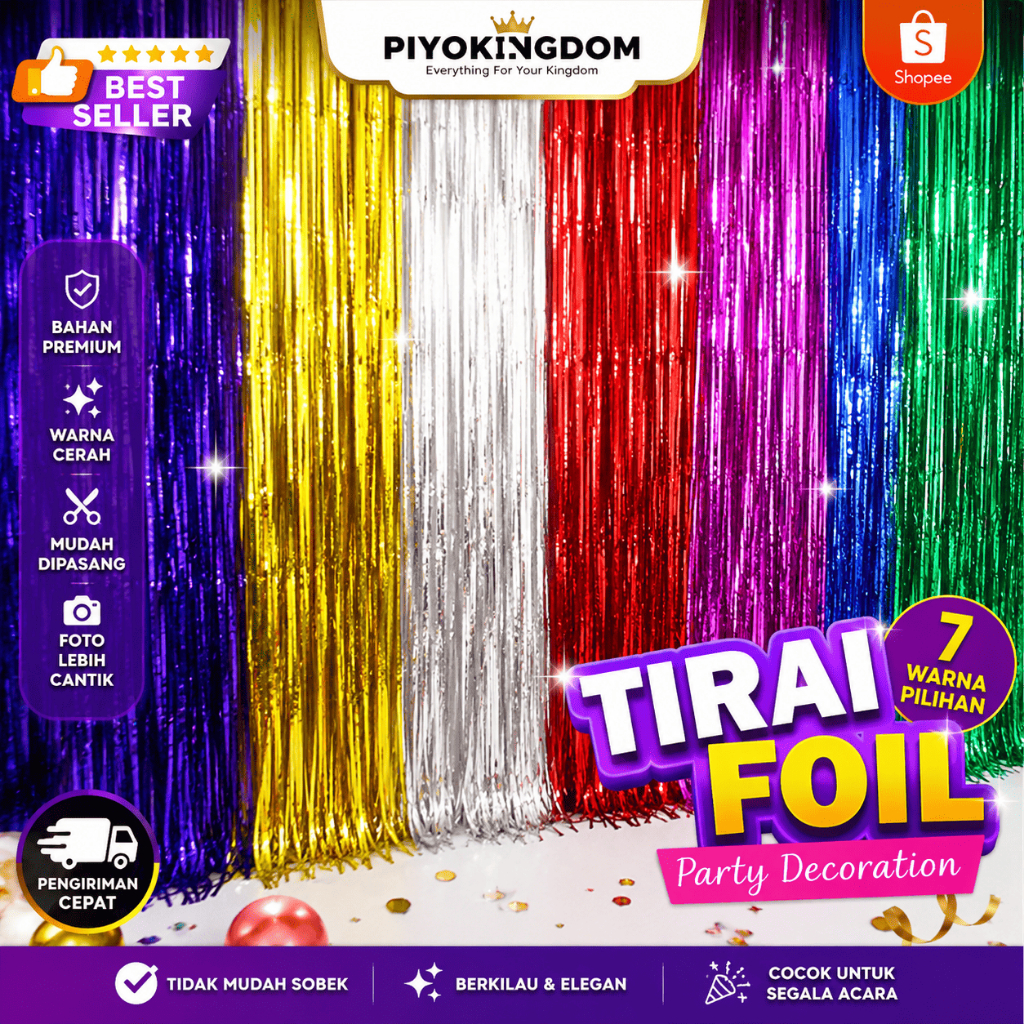 Jual Tirai Foil Rumbai Metalik ukuran 1m x 2m | Dekorasi Pesta Meriah ...
