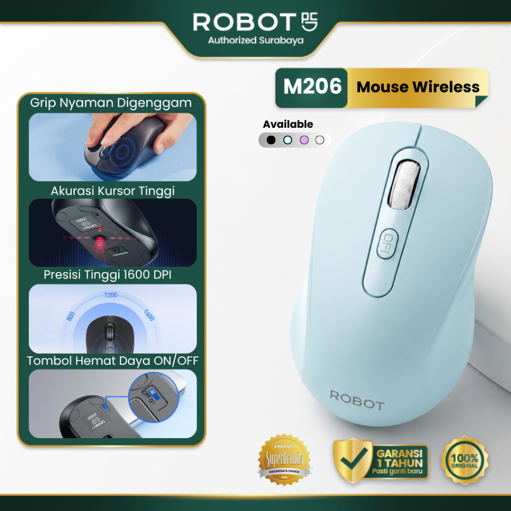 Jual ROBOT Mouse Wireless USB 2.4GHz Smooth Click Tombol Presisi Easy ...