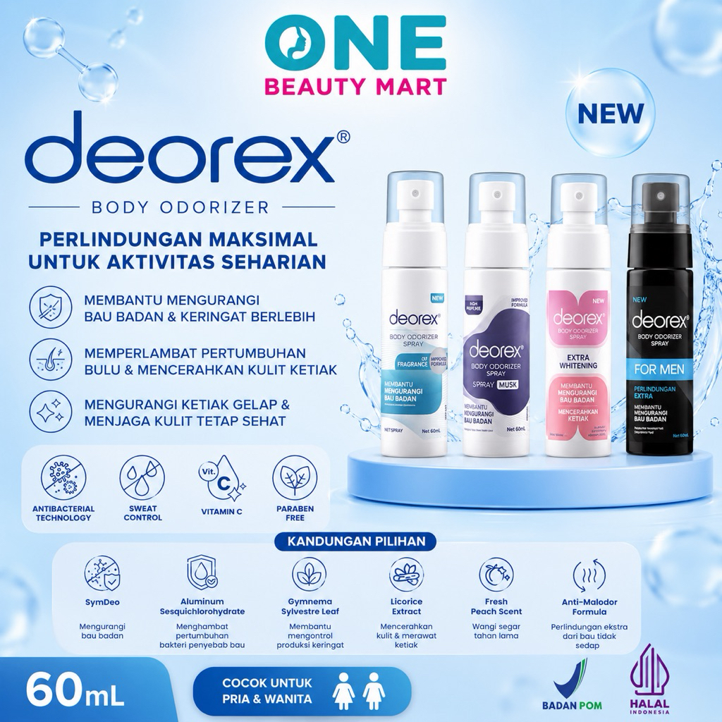 Jual DEOREX Antiperspirant Deodorant Body Odorizer Spray 60ml | Shopee ...