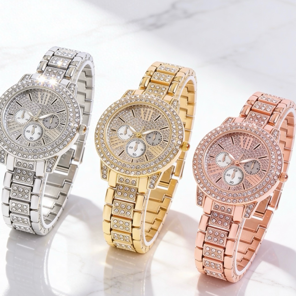 Jual (Terima Cod)Jam Tangan Wanita Fashion Belian Crono 3 Varisi Strap ...