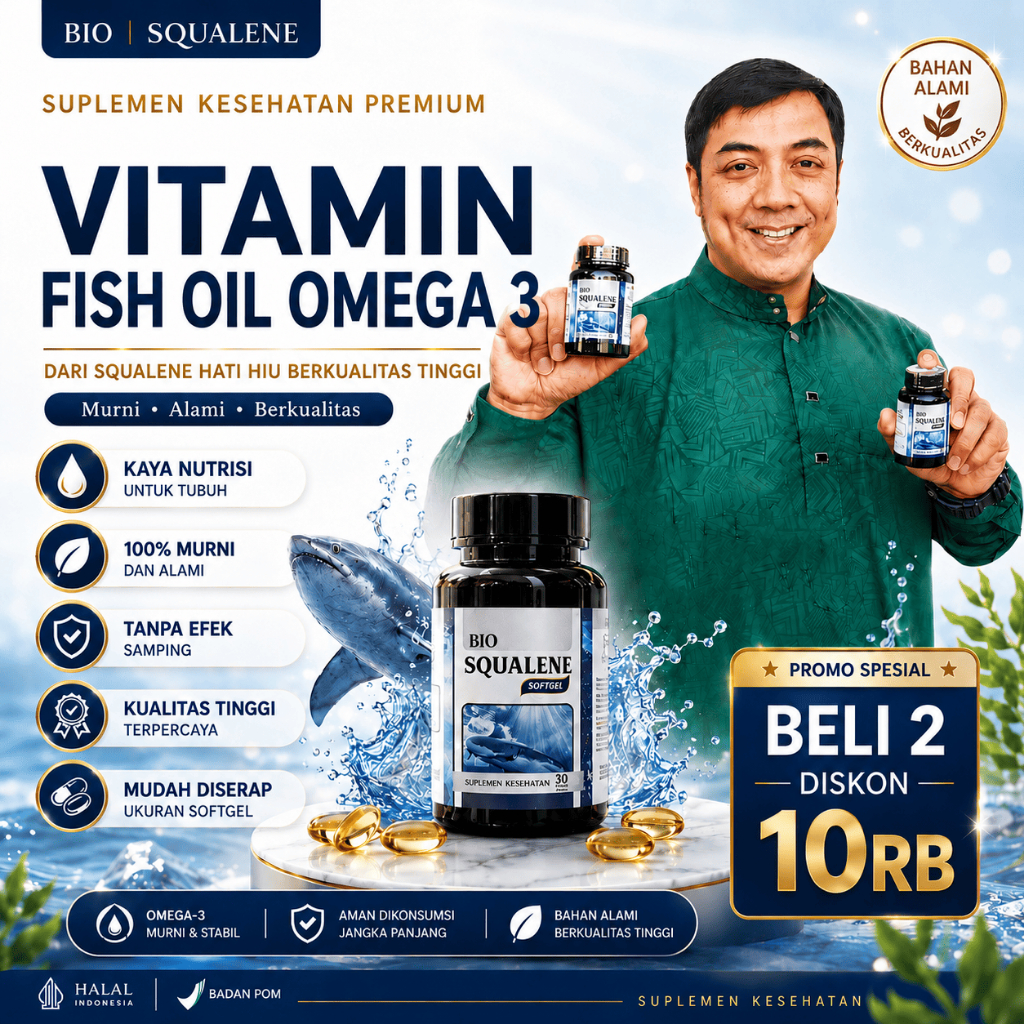 Jual Fish Oil Omega 3 500mg Vitamin Bio Squalene Original Ekstrak ...