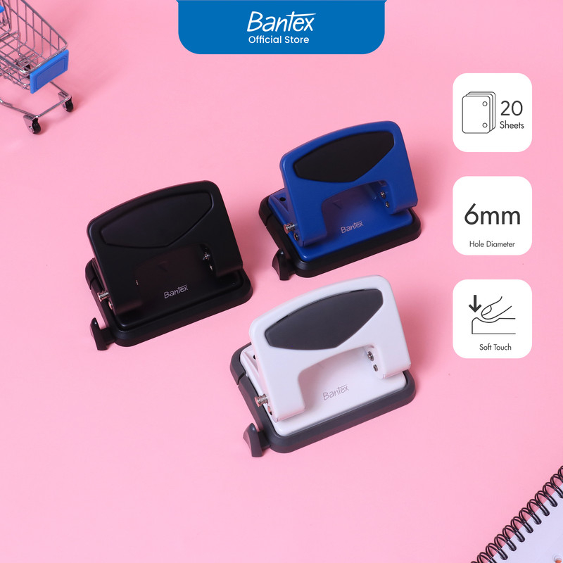 Bantex Pembolong Kertas 2 Lubang / Punch Muat 20 Lembar Dengan Soft Touch Locking System BD6251