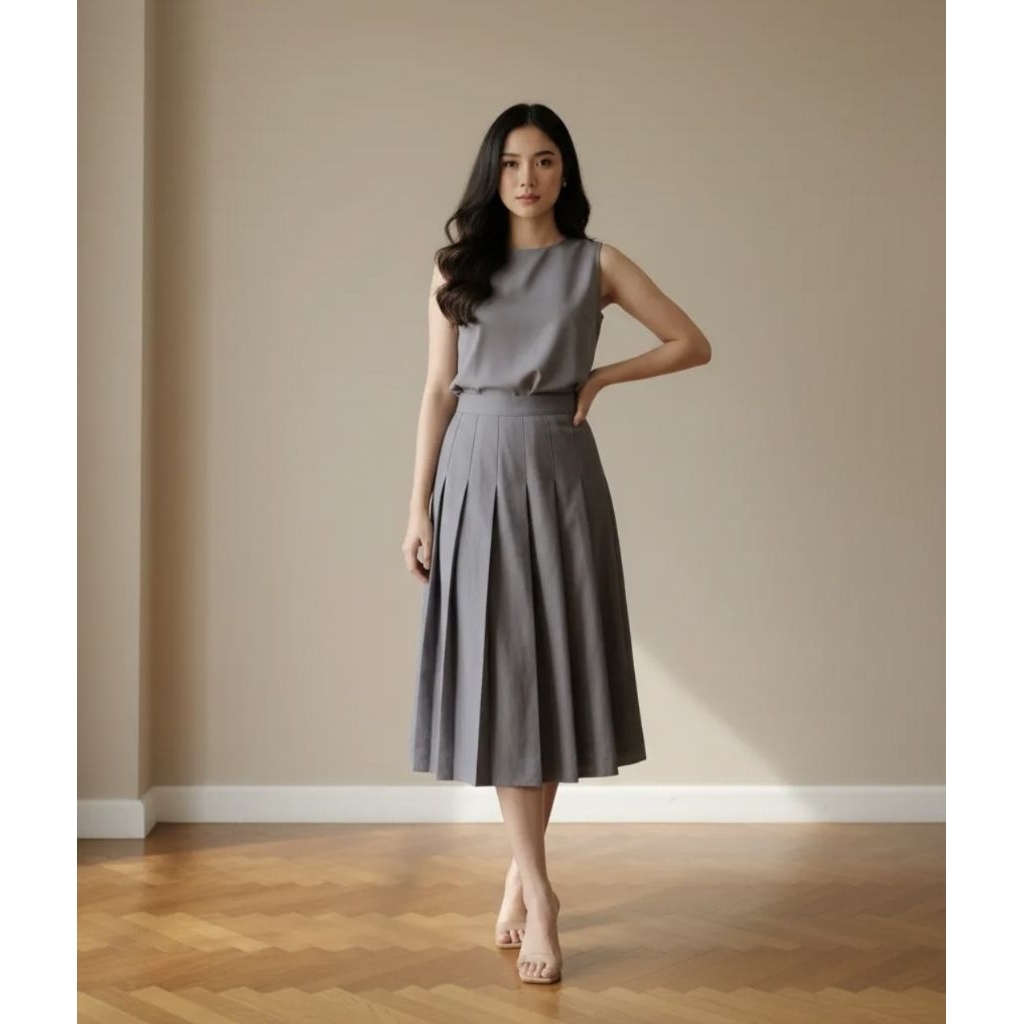 Jual Rok midi lipit preloved | Shopee Indonesia