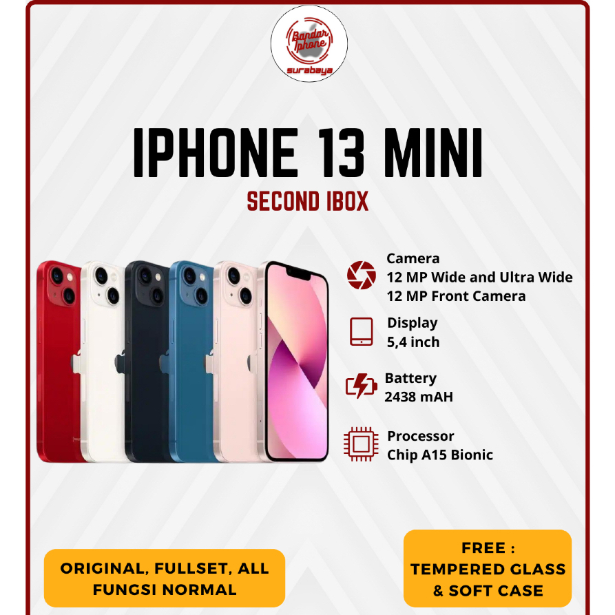 Jual iPhone 13 mini 128GB/256GB/512GB Fullset Second iBox Bergaransi ...