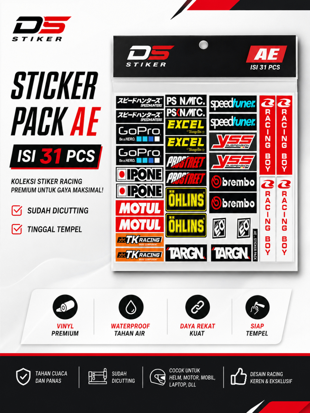 Jual AE Sticker Pack – Stiker Sponsor Balap Racing | Hologram & Vinyl ...