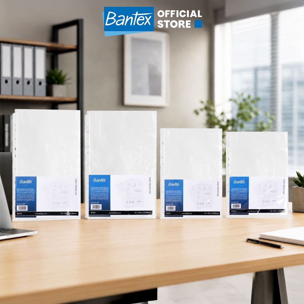 Bantex Pocket Sheet Protector A4/F4 0.06mm 11 Holes PP Anti Lengket Untuk Pelindung Dokumen BF311X