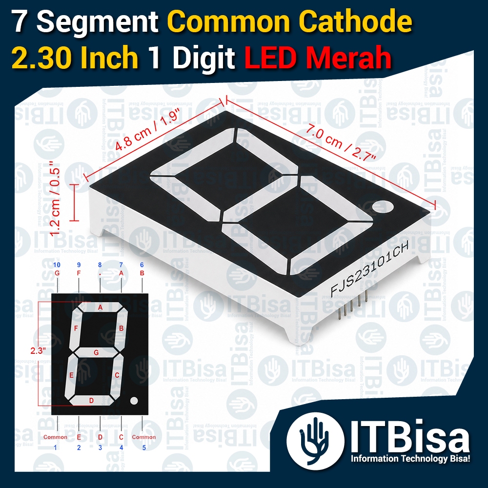 Jual ITBisa - 7 Segment 2.3 Inch Common Cathode Merah | Seven Segment ...