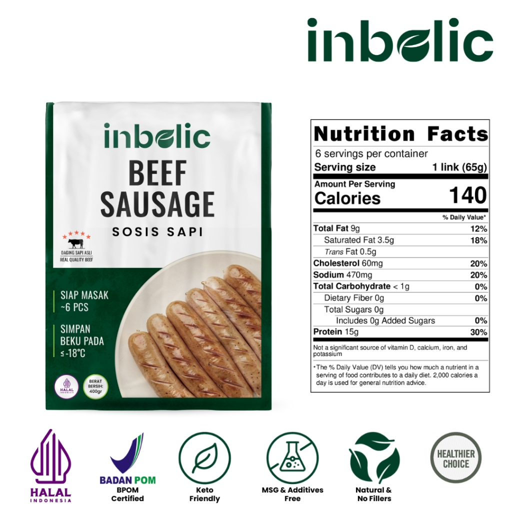 Jual Inbolic Italian Beef Sausage | Sosis Sapi Tanpa Tepung - 100% ...