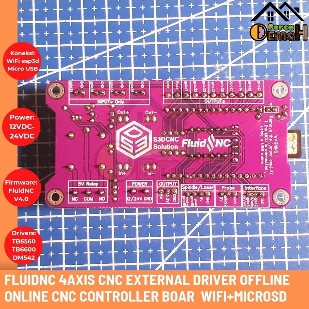 Jual CNC 4Axis FluidNC ESP32 Offline Online Controller Board Support ...