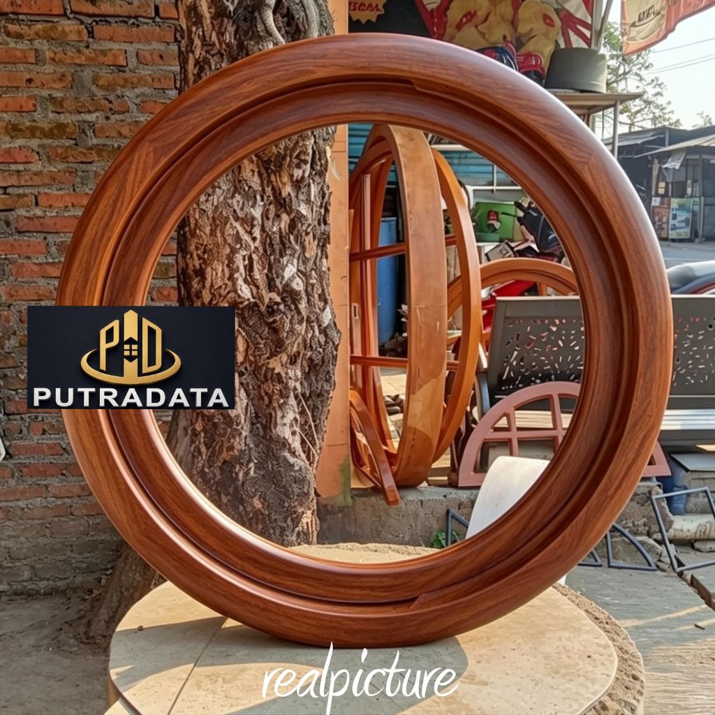 Kusen Jendela Bulat Putar Aesthetic 60 cm Kayu Jati