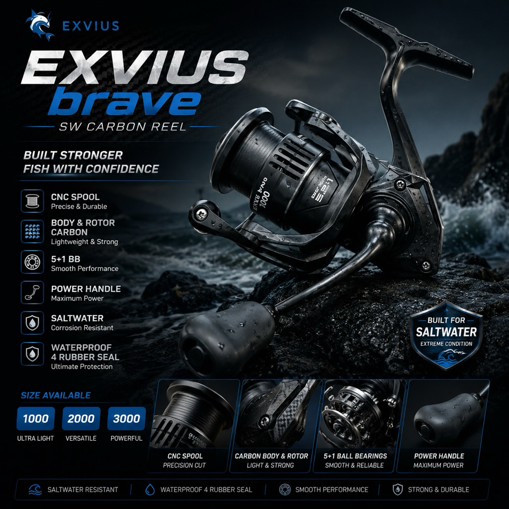 Jual reel SW carbon exvius brave power handle | Shopee Indonesia