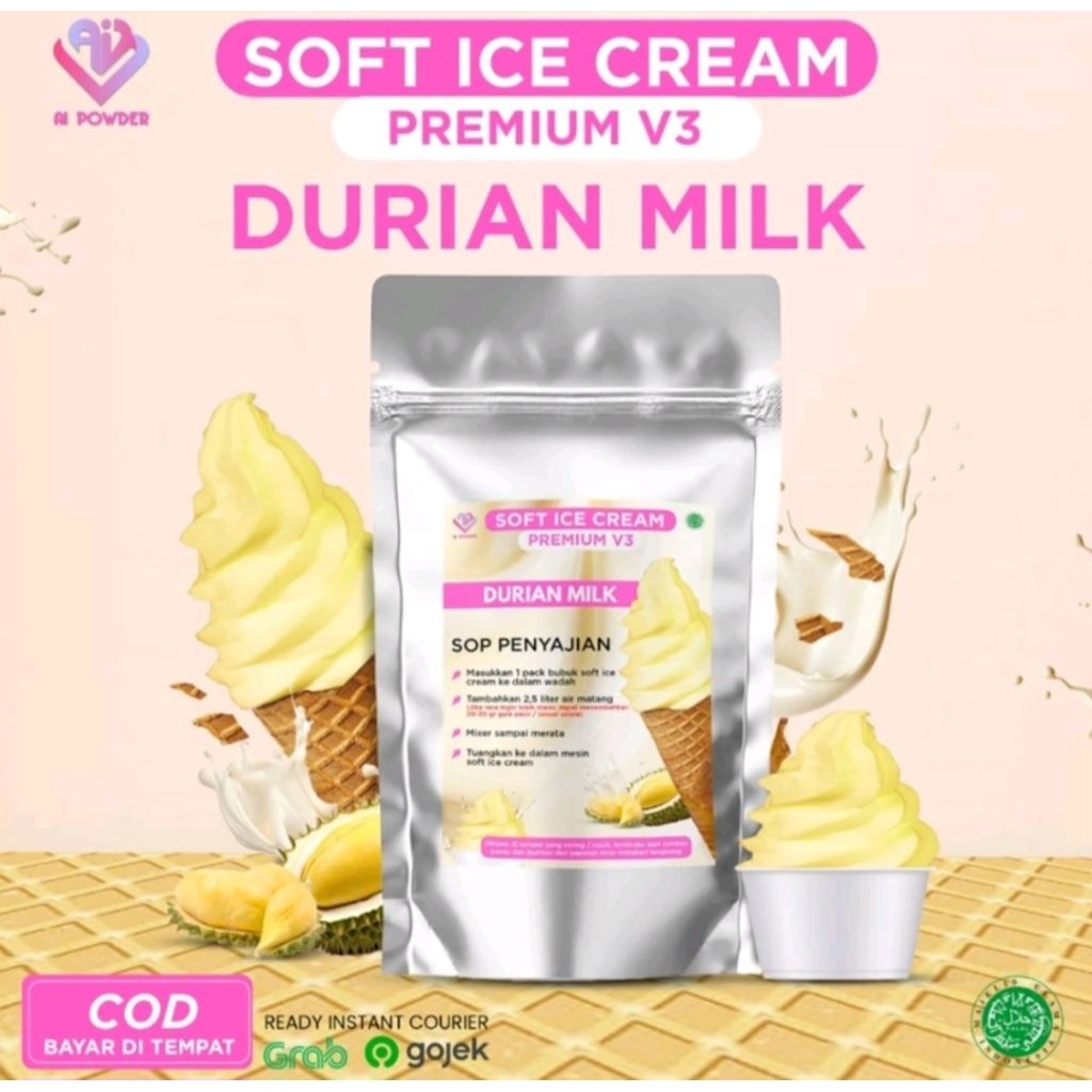 Jual Durian V3 Soft Ice Cream Premium Powder / Bubuk Es Krim Premium ...