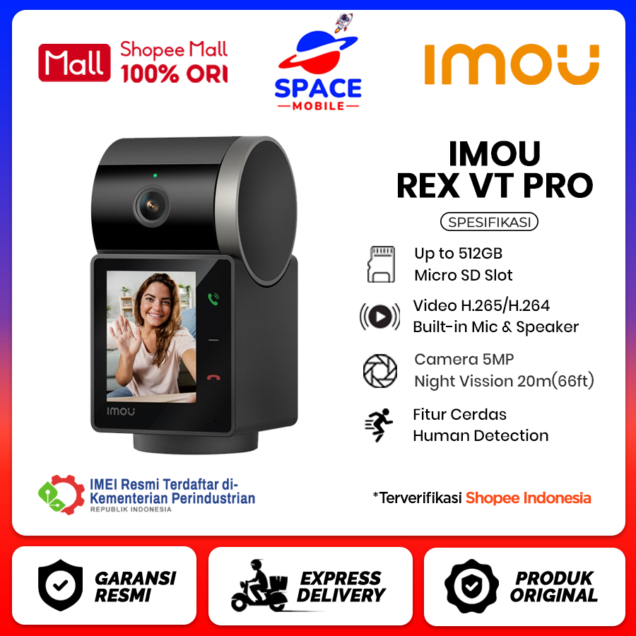 Jual IMOU Rex VT / Rex VT Pro 5MP 3K Kamera Smart CCTV Wi-Fi Intercom ...