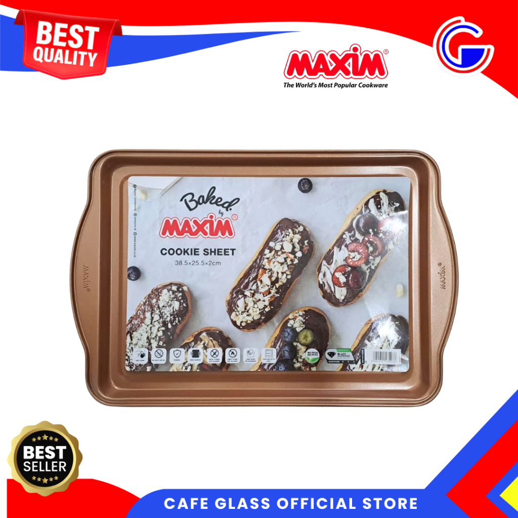Maxim Cookie Sheet 38cm - Loyang Kue Handle Anti Lengket - Tray Oven Cookies Bolu - Loyang Kue Kering Gold