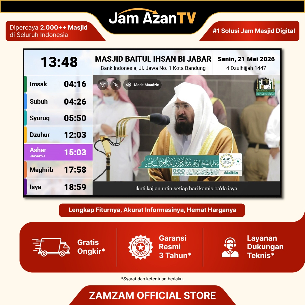 Jual Zamzam TV - TV Azan Masjid - Jam Masjid Pengingat Waktu Salat ...