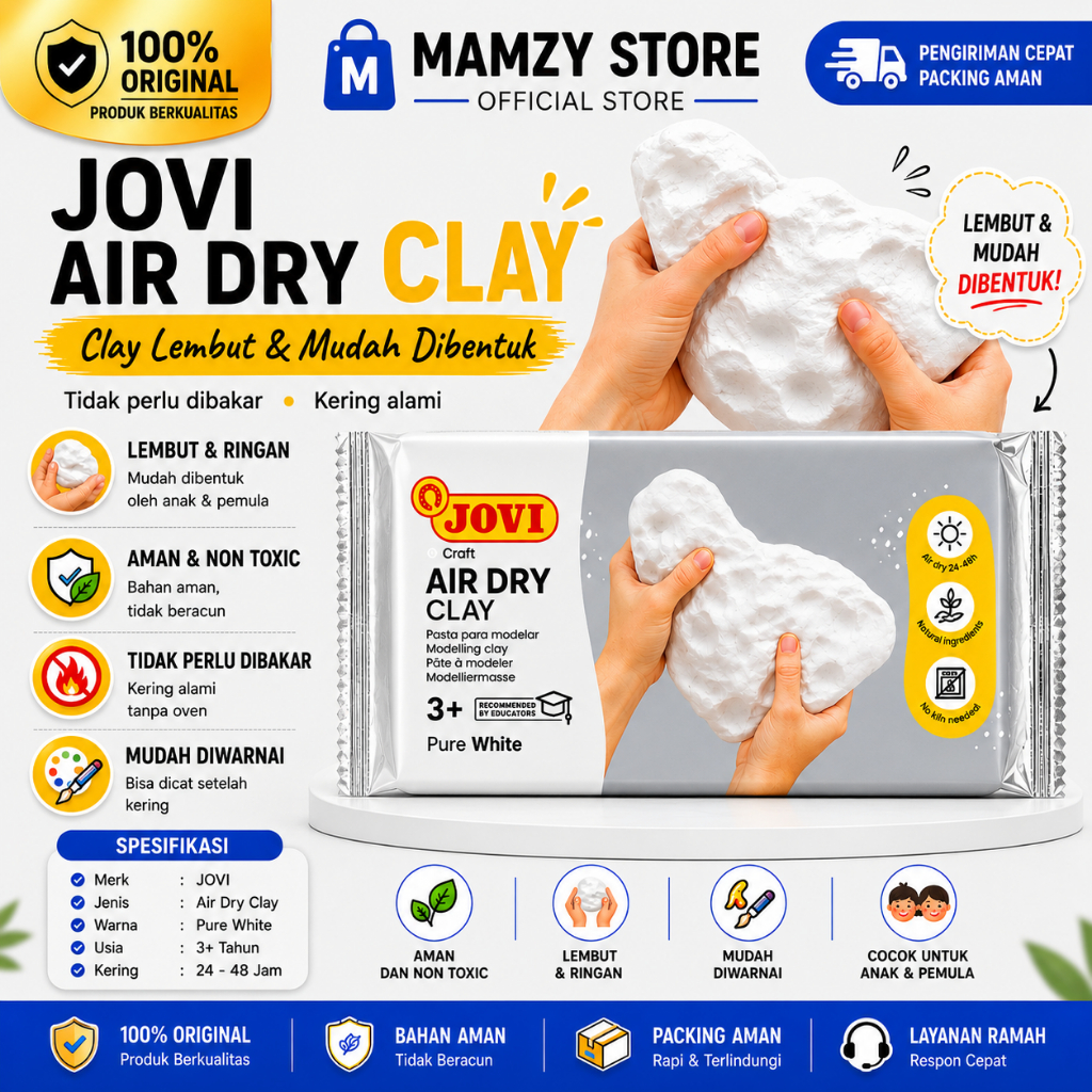 Jual Jovi Modelling Clay 500 gr Tanah Liat Air Dry Kerajinan Sculpting ...
