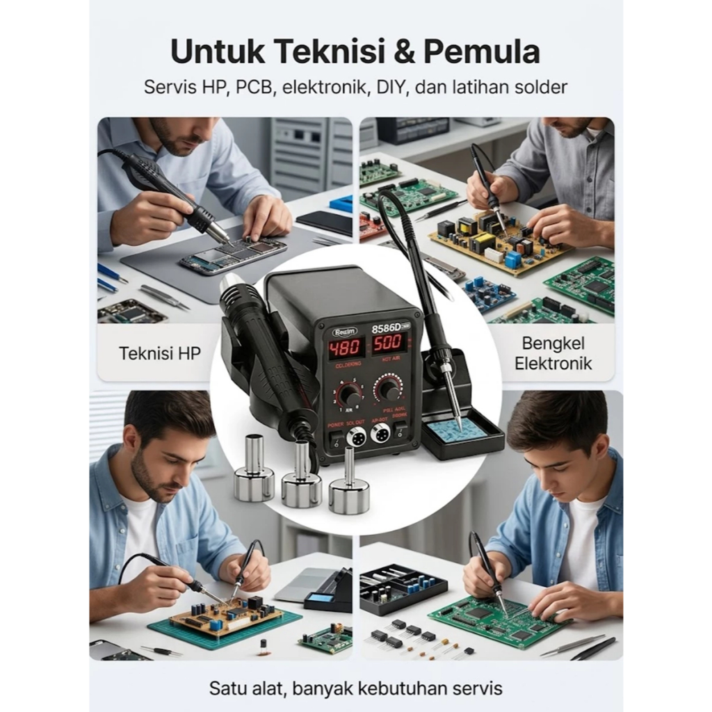 Jual REAIM Solder Station Digital 8586D Heat Gun Solder Blower Heat Air ...