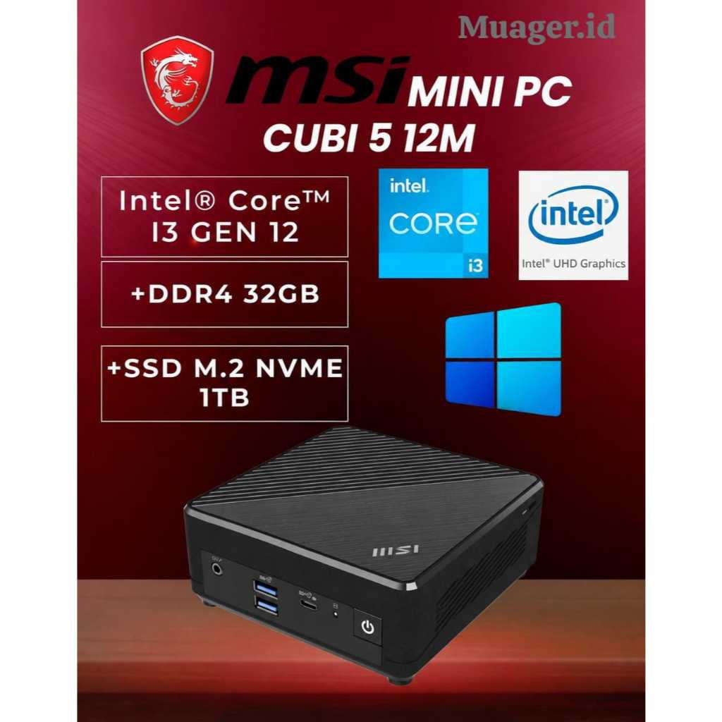 Jual MINI PC MSI I3 GEN 12 FULLSET +WIN 11 +RAM +SSD | MSI CUBI 5 12M ...