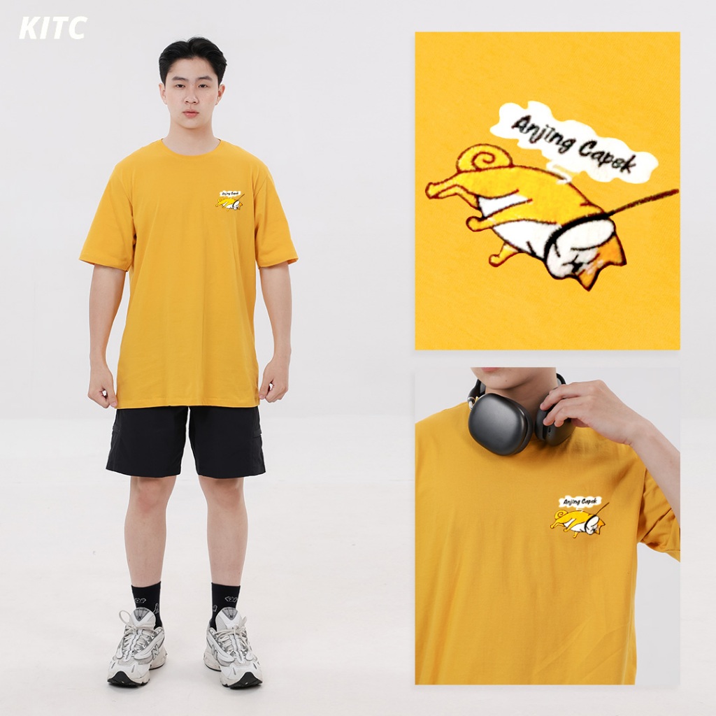 Jual KITC Kaos Bordir Unisex Anjing Capek Yellow Embroidery Tees ...