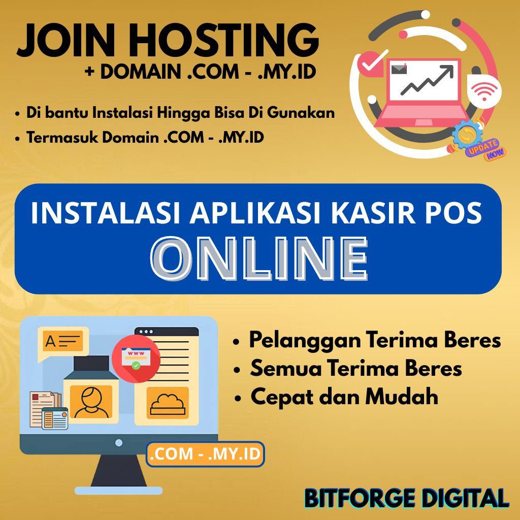 Jasa Instalasi Aplikasi Kasir Online POS Web | Paket Join Hosting + Gratis Domain .my.id - .com