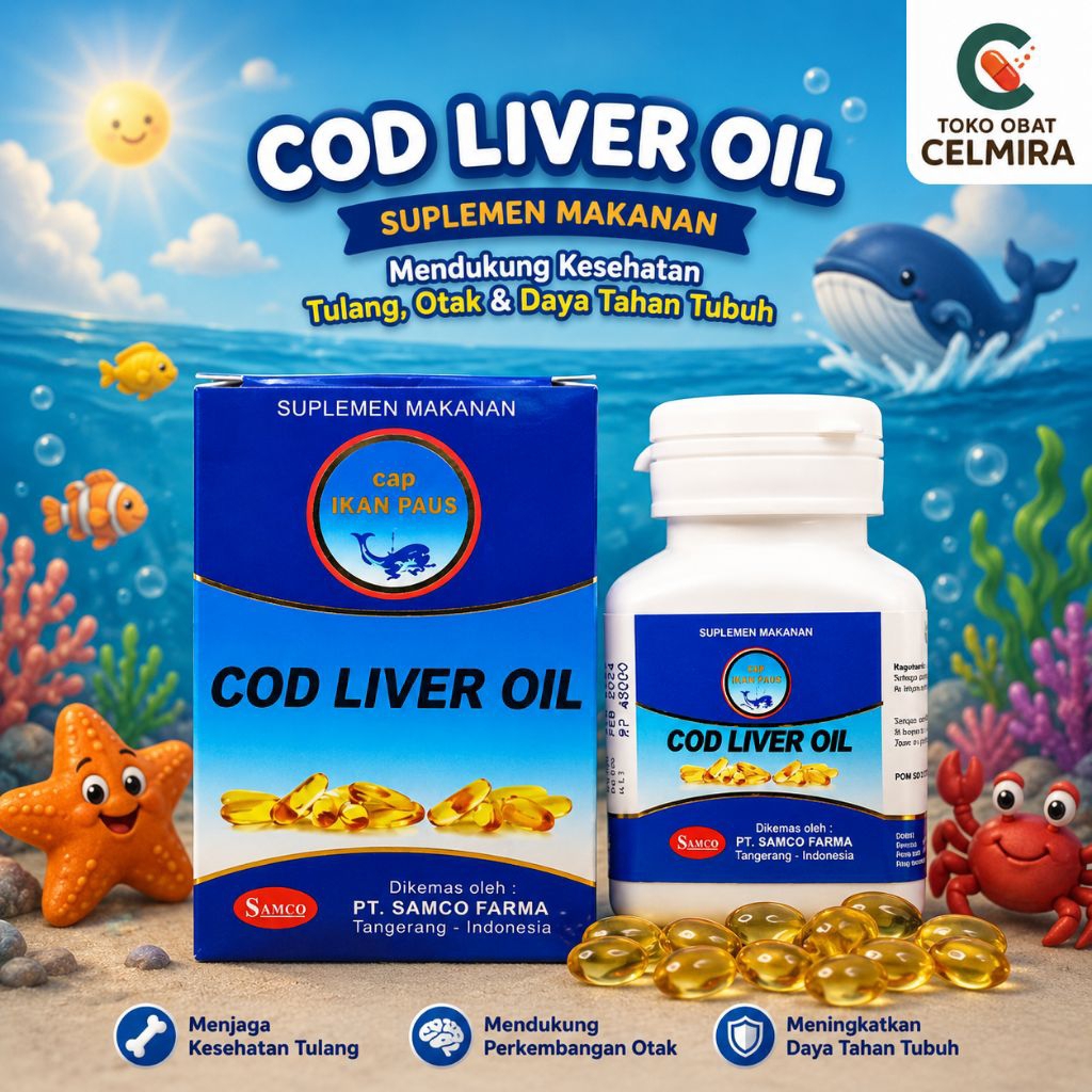 Jual COD Liver Oil Cap Ikan Paus Samco Suplemen Makanan Vitamin A D ...
