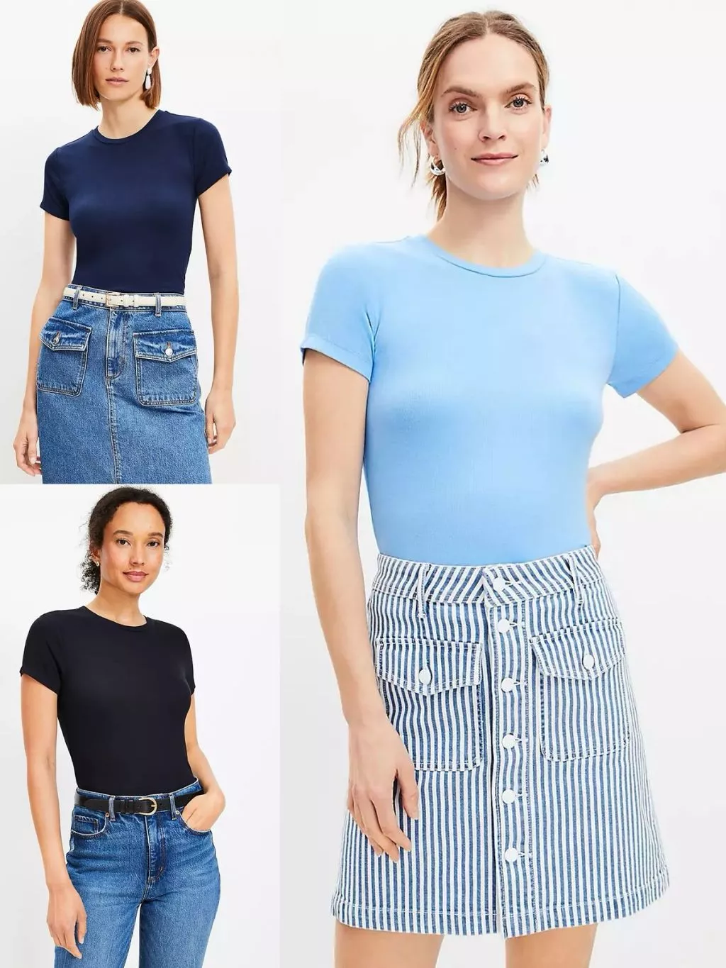 Atasan Lengan Pendek Wanita LF Women's Ribbed Crew Basic Tee - 2478