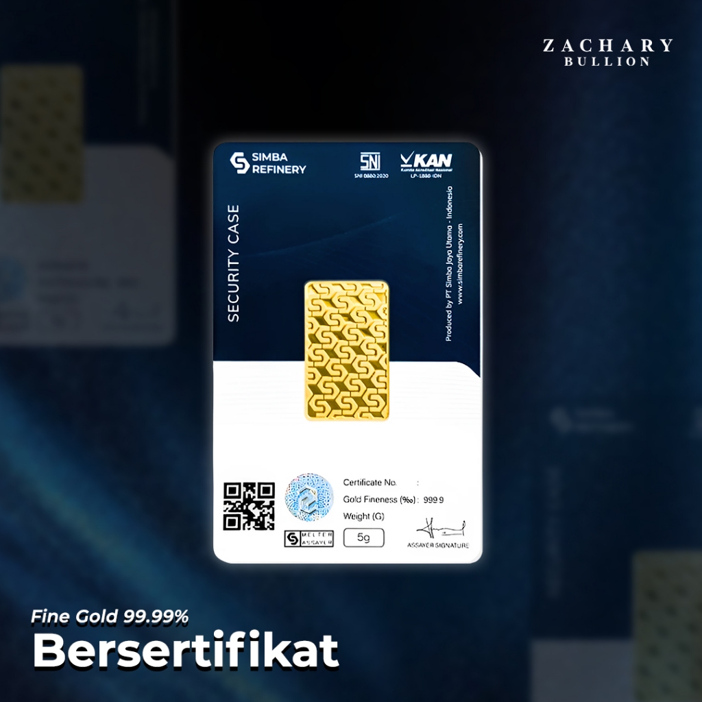 Jual Emas Logam Mulia SIMBA 5 Gram Bersertifikat Fine Gold 999.9 (24K ...