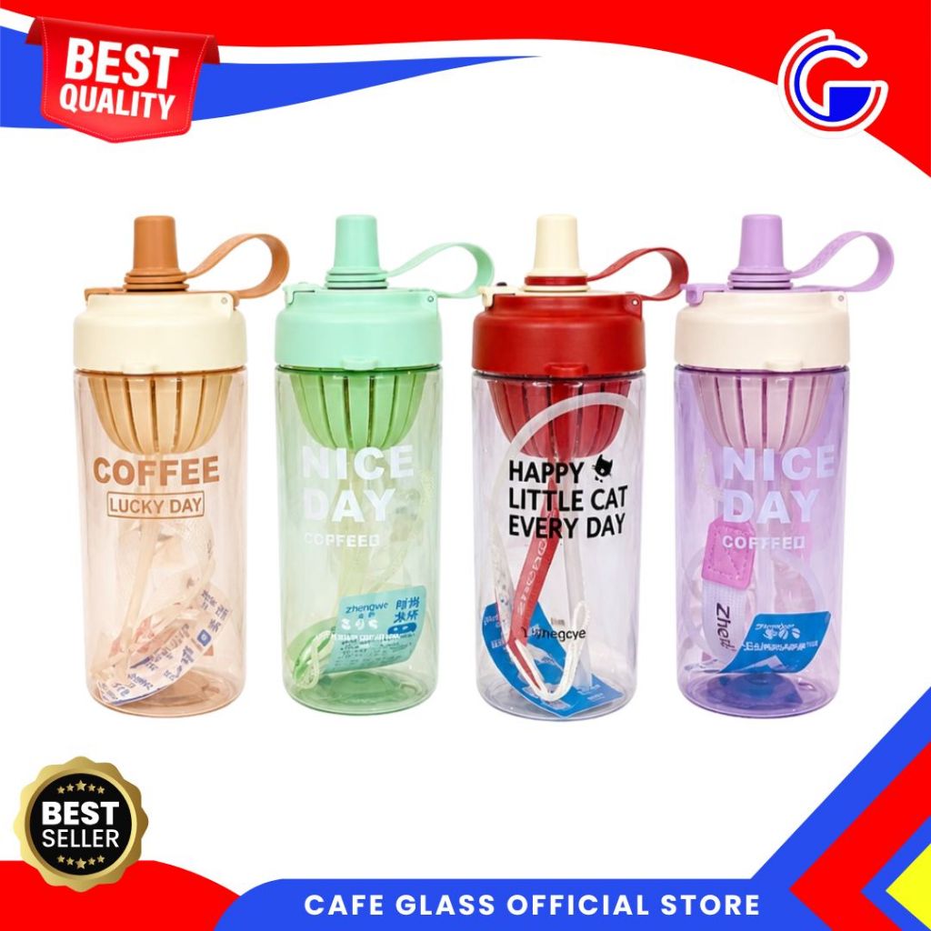 Botol Minum Plastik 600ml - BPA Free, Anti Bocor, Desain Ergonomis - Tumblr Minum Plastik Aesthetic
