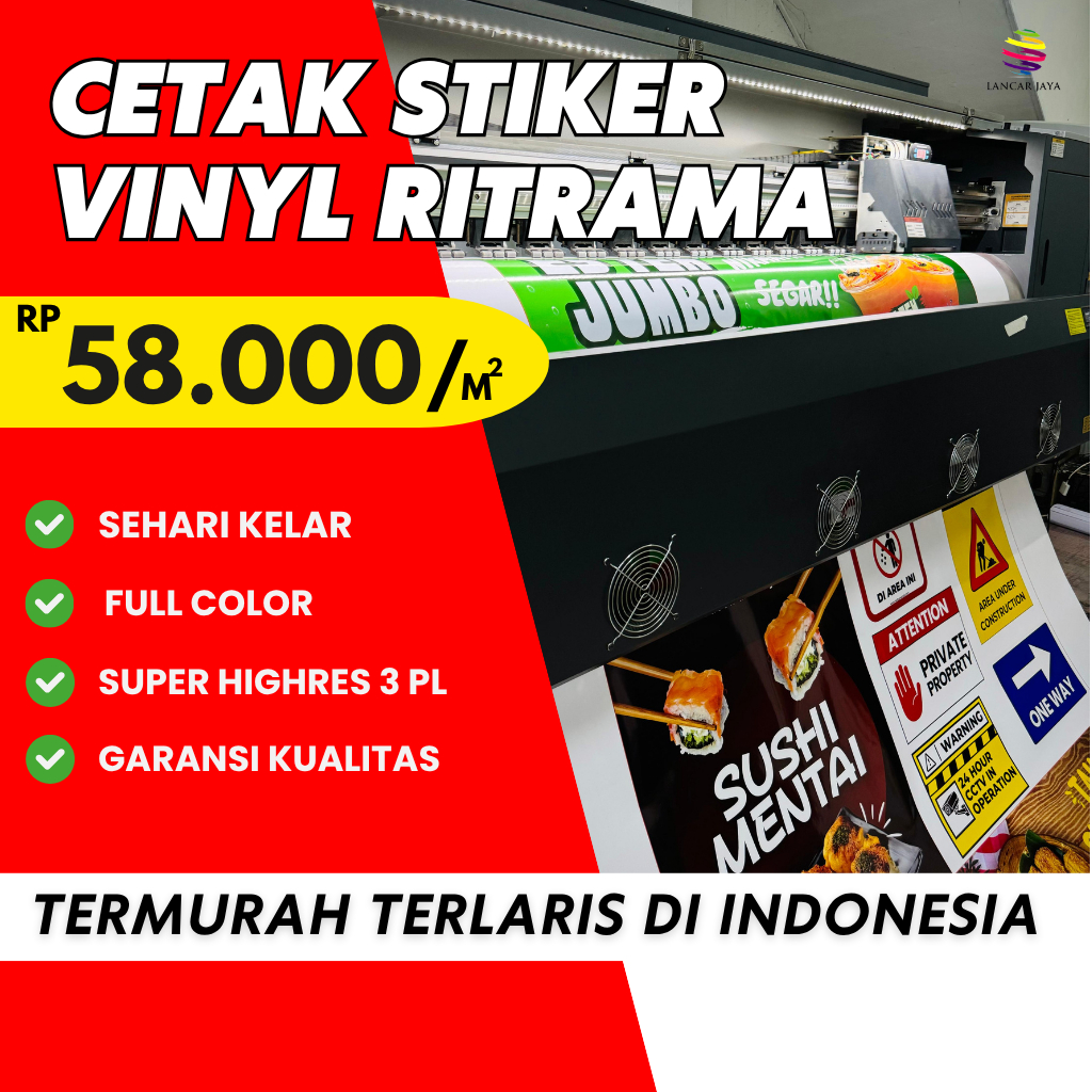 Jual Cetak Stiker Vinyl Meteran ( SEHARI KELAR ) Custom Ukuran Besar ...