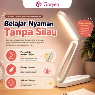 Goryeo Lampu Belajar Lipat Lampu Meja LED Lampu Emergency Praktis Baterai Tahan Lama Anti Silau
