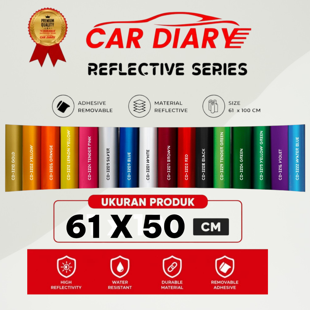Jual Car Diary Reflektive 61 CM X 50 CM / Stiker Reflective Menyala ...