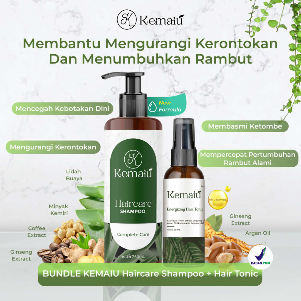 Kemaiu Bundle Shampoo + Hair Tonic Alami foto 1