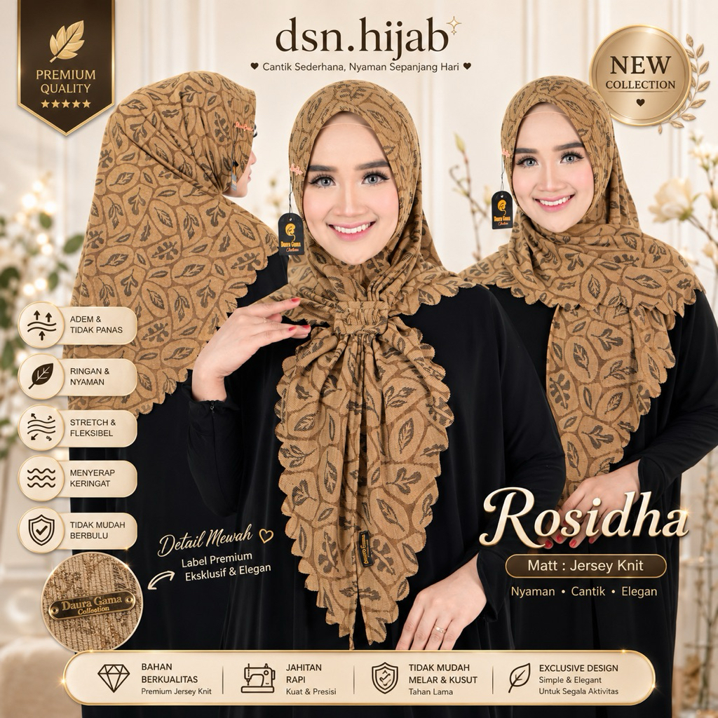 DAURAGAMA HIJAB INSTAN PED SABIT  KNIT PREMIUM NYAMAN DIPAKAI ORI DAURAGAMA