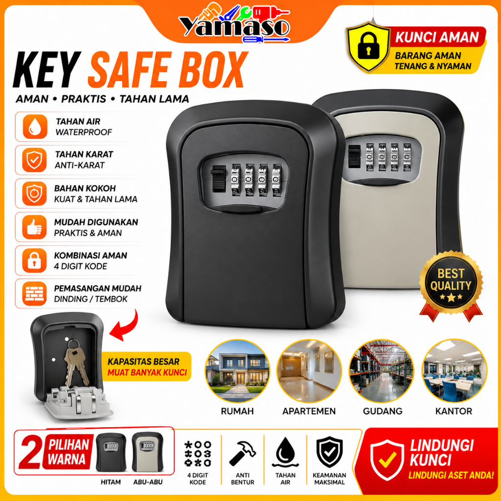 Jual Ready stock 4 Digit Key Safe Box Outdoor it Wall Mount Lock Kotak ...
