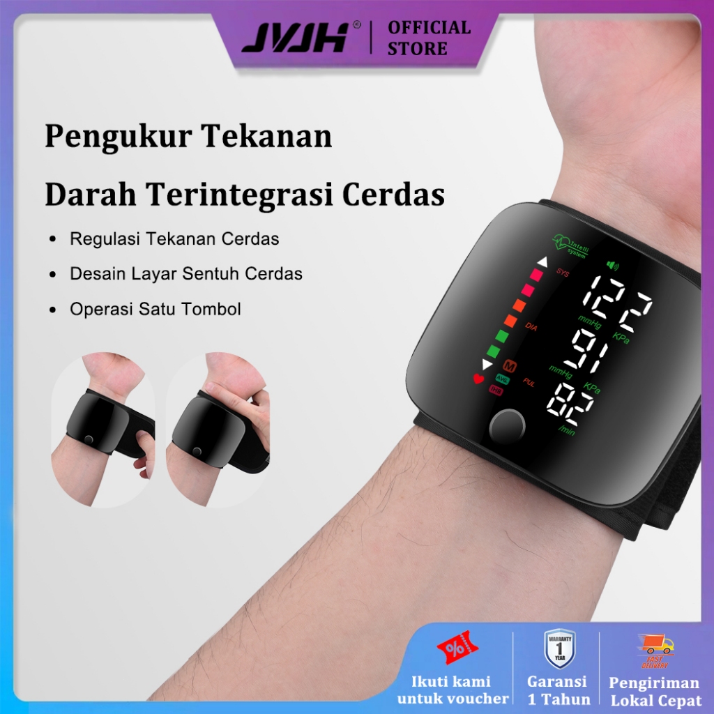 JVJH tensi darah digital Pemberitahuan Suara alat tensi darah digital 5Inch LED tensimeter digital Blood Pressure Moniter GE007